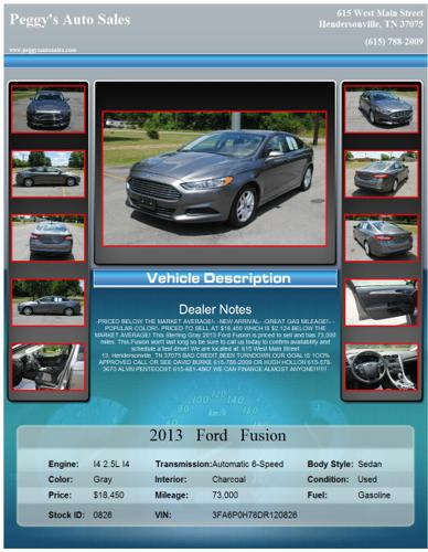 ?2013 Ford Fusion 73000 miles Gray