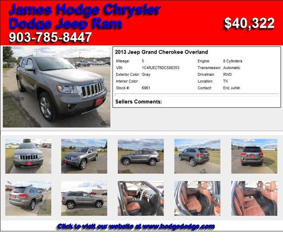 2013 Jeep Grand Cherokee Overland - Must Sell