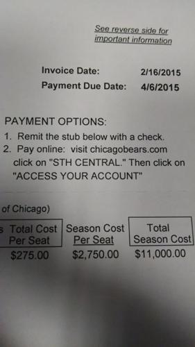 2015 Chicago Bears Season Tickets