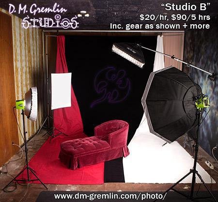 $20/hr RENTAL PHOTO STUDIO - Inc LIGHTS, backdrops, furniture, open 7days/wk by reservation