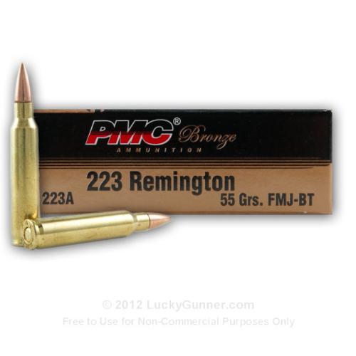 223 Rem - 55 gr FMJ Boat Tail - PMC - 1000 Rounds