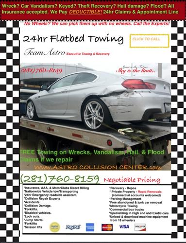 24hr Flatbed Towing, Wrecker Service (281)760-8159