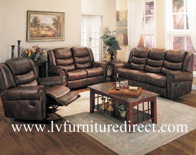 2PC Sofa+ Loveseat Dual Recliners in Durable Leather Like Fabric 1298