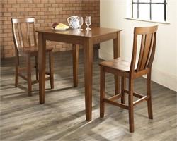 3-Piece Pub Dining Set with Tapered Leg and Shield Back Stools in Classic