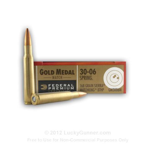30-06 - 168 gr HP-BT - Federal Premium Sierra Match King Gold...