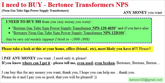 325 !!! BUY Bertonee Neon Transformers ( at any price)