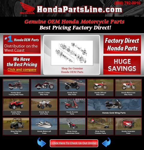 35% OFF Honda ATV, CRF, CBR, CB, VFR & Goldwing GL OEM Parts.
