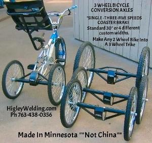 3 Wheel Bicycle Axle Conversion Kit - Custom Bikes.