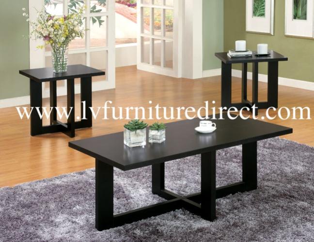 3PC Coffee Table In Black Finish