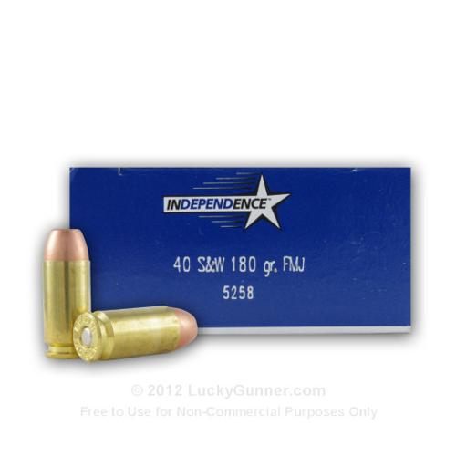 40 S&W - 180 gr FMJ - Independence - 50 Rounds