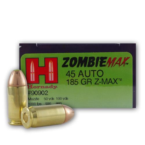 45 ACP - 185 gr JHP Zmax Zombie - Hornady- 20 Rounds