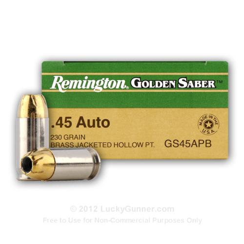 45 ACP - 230 gr JHP - Remington Golden Saber- 25 Rounds
