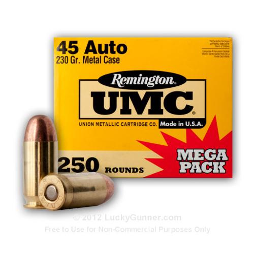 45 ACP - 230 gr MC - Remington UMC - 250 Rounds