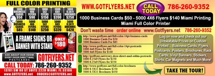 4x6 Flyers For 140 Miami Full Color Printing