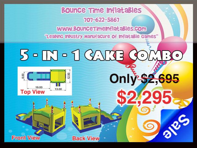 5-1 3D Cake Commercial Inflatable Combo 707-622-5867 For Sale