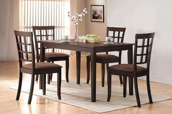5 pc. Dining Set in Cappuccino with Dark Microfiber Cushion