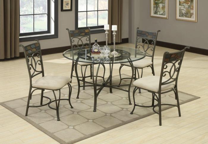 5 Pc. Glass Top Dining Table Set