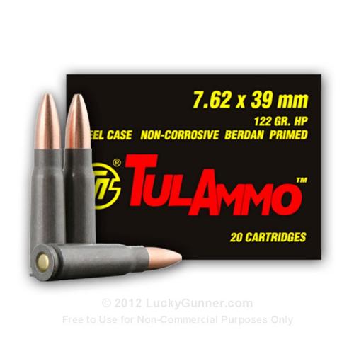 7.62x39 - 122 gr HP - Tula Cartridge Works - 20 Rounds