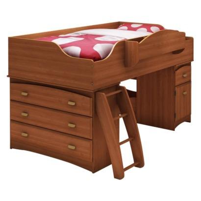 ▷▷ Kids Bed: Imagine Loft Bunk Bed - Morgan Red-Brown (Cherry) For Sales