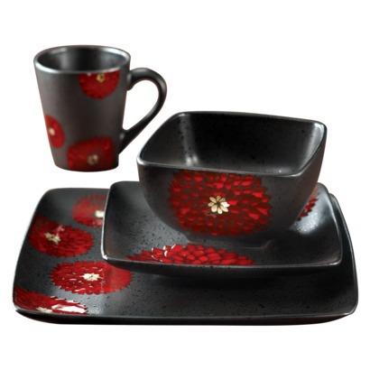 ► Asiana Stoneware 16-pc. Dinnerware Set - Red Best Deals !