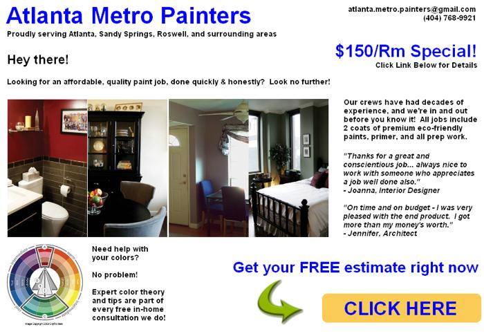 ► Atlanta Metro Painter -- Fast Affordable Painting - $150 SPECIAL!,