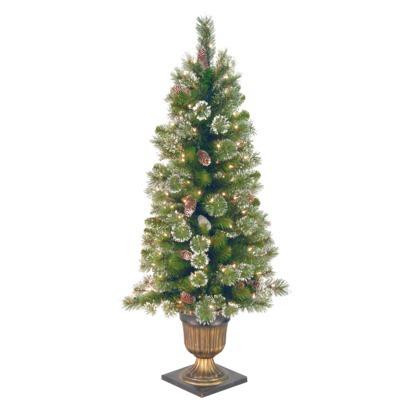 ► Cyber Monday Glittery Pine Porch Potted Tree - Green (4') Deals !