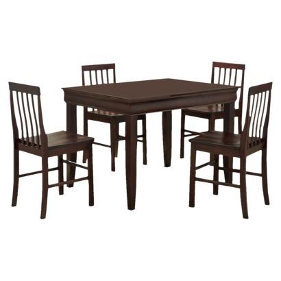 ► Dining Table Set: 5-piece Fancy Wood Dining Set - Dark Brown Best Deals !