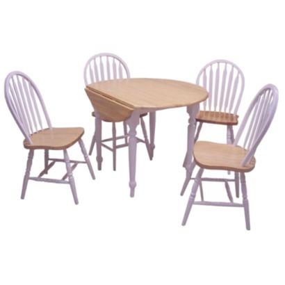 ► Dining Table Set: Arrowback Drop Leaf 5 Piece Set-White Best Deals !