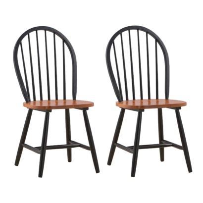 ► Dining Chair: Windsor Dining Chairs - Set of 2 - Black / Red-Brown Best Deals !