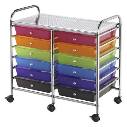 ► Double-Wide Storage Cart with 12 Drawers - Multi-Color Best Deals !