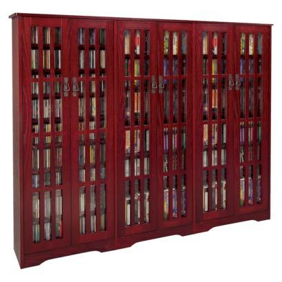 ► Mission Style Multimedia Cabinet With Glass Doors - Dark Cherry Best Deals !