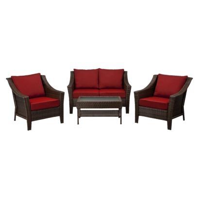 ► Target Patio Furniture Set - Wicker, Red, 4-Piece Best Deals !