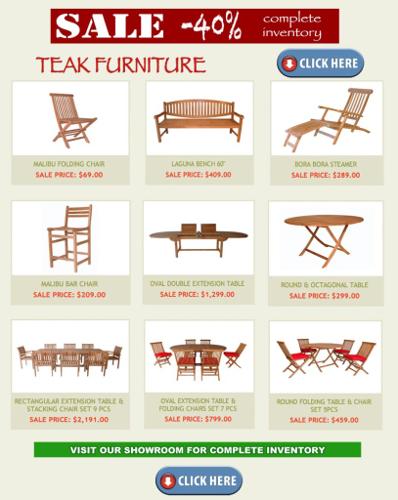► Teak Patio Furniture - 5PCS SET $459 ~ Chair $69 - Dining Table $299