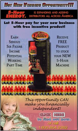 ◄ Fund your new 5-Hour vending machine business with free product from manufacturer! ►