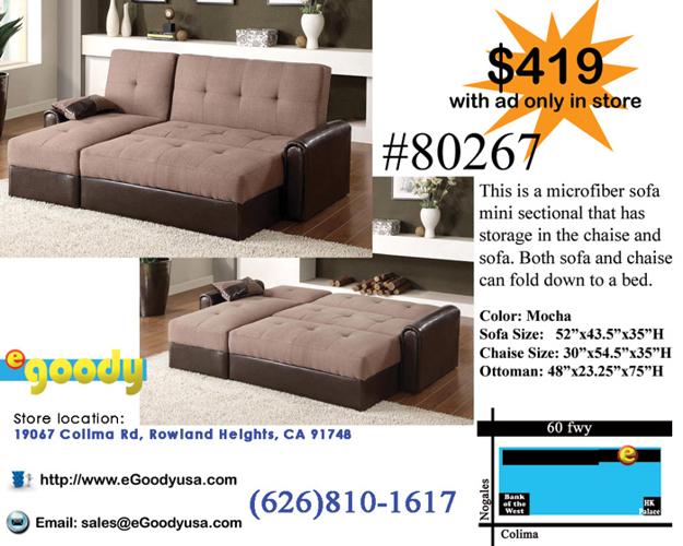 ☆Sofa Sectional Chaise Sleeper w/Storage and ottoman Reversible New