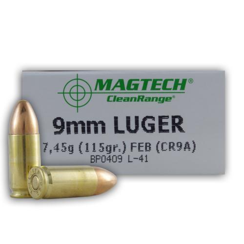 9mm - 115 gr FEB - Clean Range - Magtech - 50 Rounds