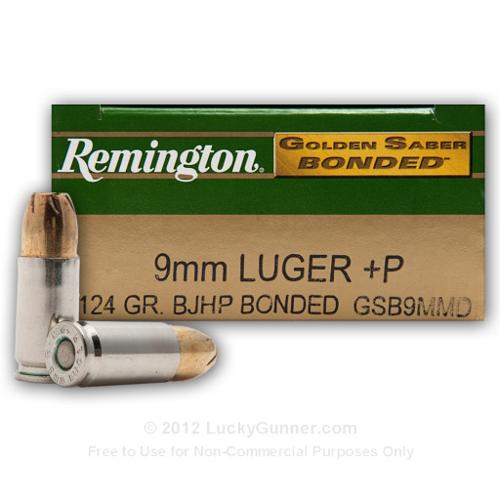 9mm +P - 124 gr JHP - Remington Golden Saber Bonded - 50 Rounds