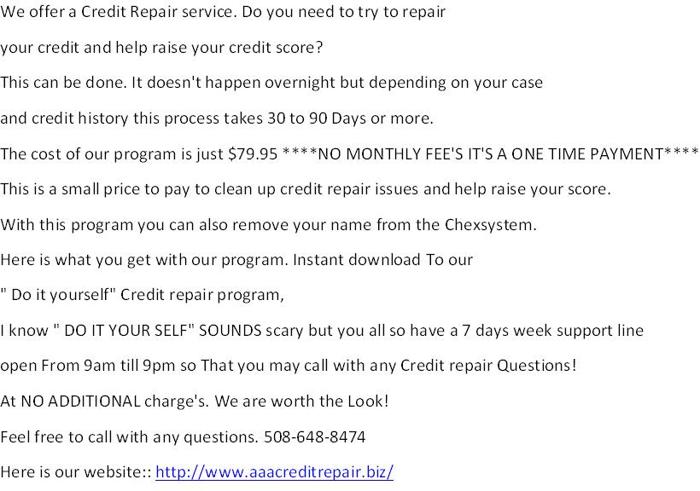 ?? AAA credit within 30 days!! Just $79.95