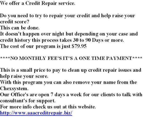 ?? AAA credit within 30 days!! Just $79.95