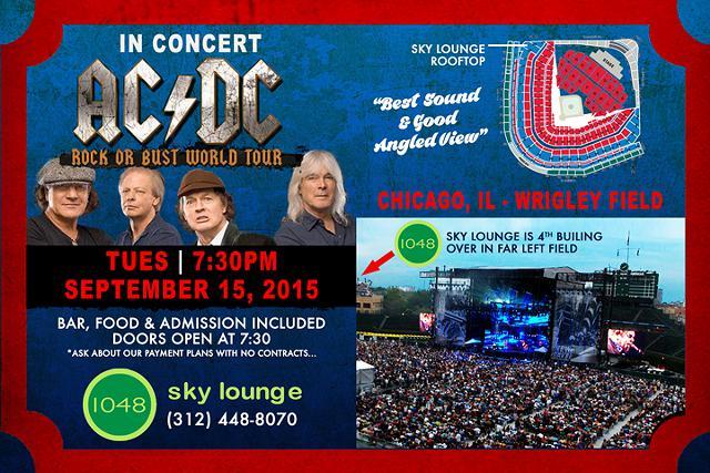 AC DC Concert - AC/DC Concert Wrigley Field Rooftop Suites CHEAP! Bar & Food INCLUDED...