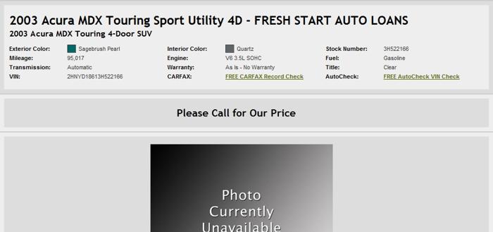 Acura Mdx Touring Sport Utility 4D - Fresh Start Auto Loans