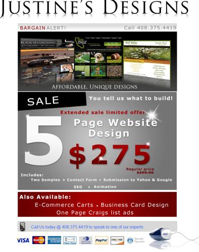 Affordable, Professional Website Design! 5 Page custom Website designed for ONLY $275.