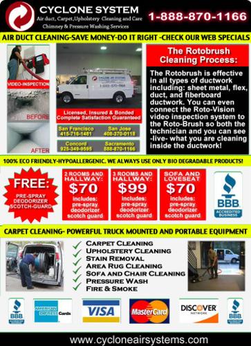 ??Air Duct Cleaning, Steam Carpet, Dryer Vent, Chimney Sweeps Only $99.00 Call 888-870-1166