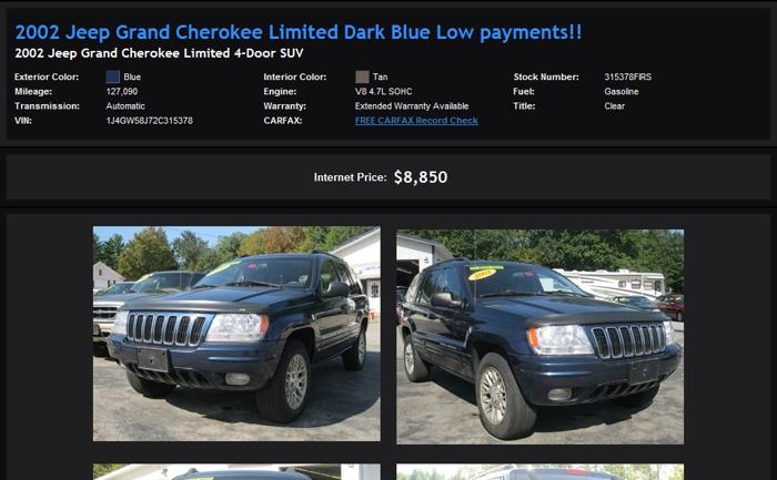 All Credit 2002 Jeep Grand Cherokee Limited Dark Blue Low Payments!!