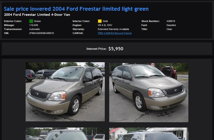 All Credit Sale Price Lowered 2004 Ford Freestar Limited Light Green