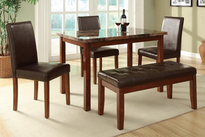 Annette Casual 5 piece Dining Table Chairs and Bench Set