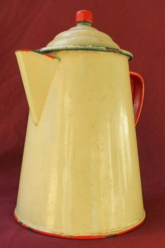Antique Graniteware Coffee Pot with Enamel Finish
