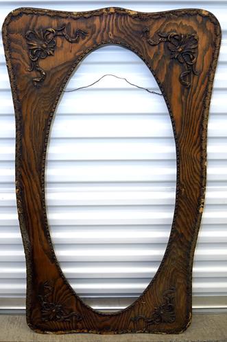 Antique Large Ornate Wood Frame for Oval Mirror or Print