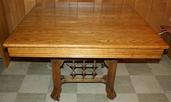 Antique Solid Oak Dining Table with circa 1880?s Stick & Ball Legs