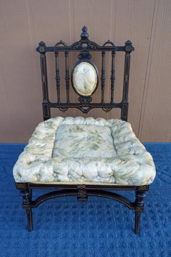 Antique Victorian Era Slipper Chair with Ebonized Finish